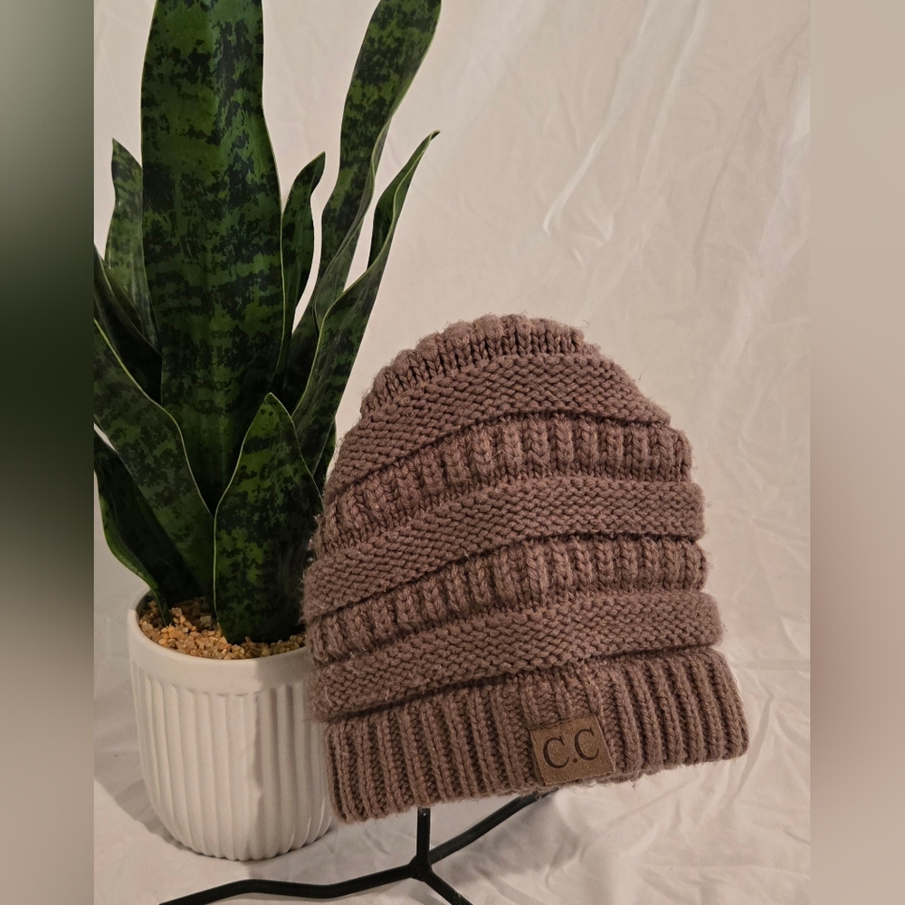 C.C. Ribbed Knit Beanie - Taupe
